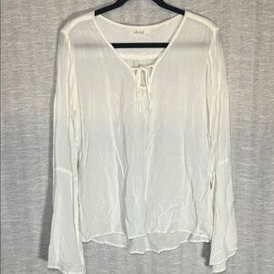 Bella Dahl Boho Ivory Long Bell Sleeve Blouse Size Small